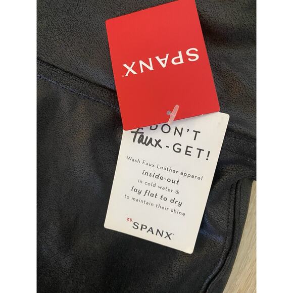 NWT Spanx Faux Leather Biker Shorts Black Women's Size XS - Picture 7 of 12